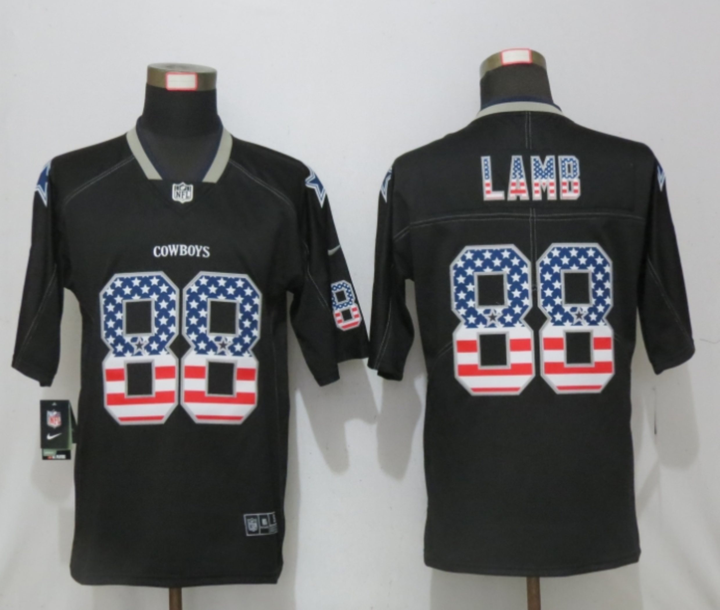Men Nike Dallas cowboys 88 Lamb USA Flag Fashion Black Elite Jersey